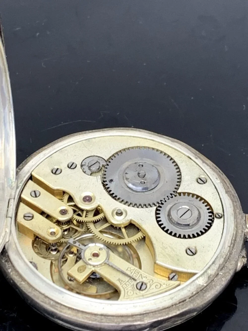 Antique Pocket Watch German Reichskrone Imperial Crown .800 Silver Case 50mm